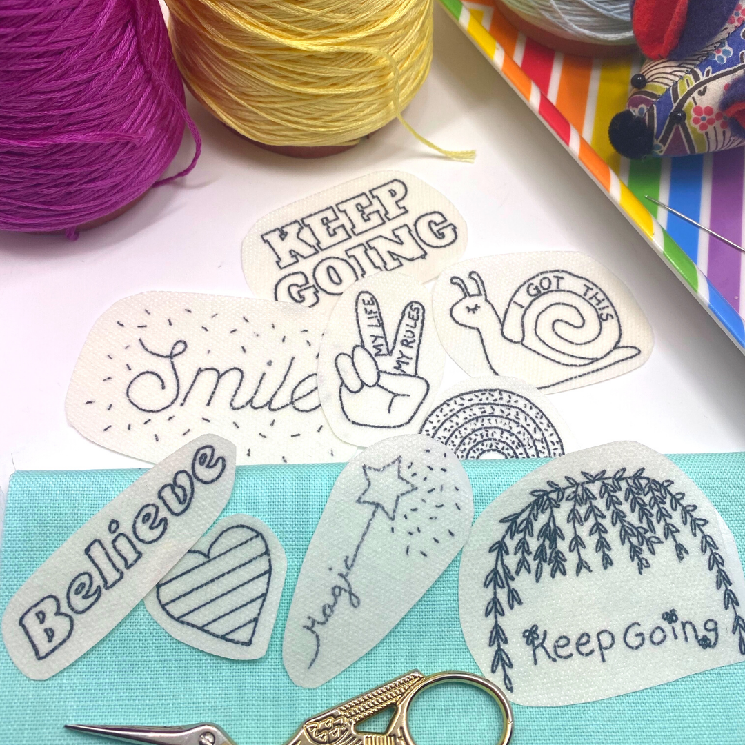 Positivity Stick & Sew Embroidery Stickers/Patches, Beginners embroidery  kit, Water Soluble Stick and Stitch Designs - Treasure Kave